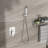 Shower System Kit - 16 Inch Ceiling Mount Square Dual Head With -Balanced Valve, Rainfall And Handheld, Easy Installation Browning Resistance Mounted In-120951930