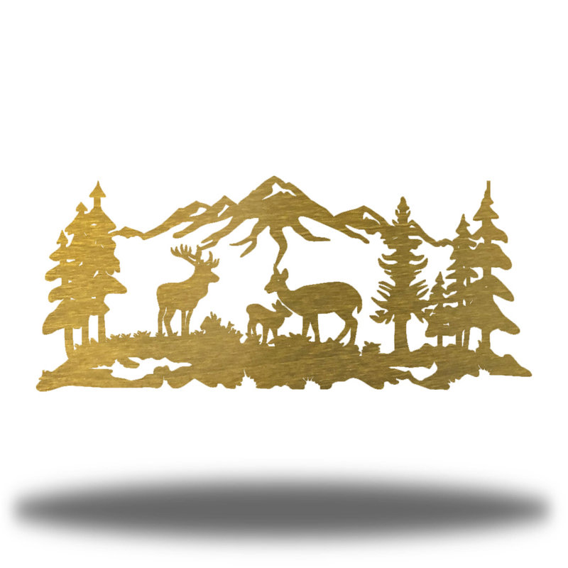 Rustic Landscape & Nature Wall Decor on Metal, Gold, 13" H x 30" W x 0.06" D