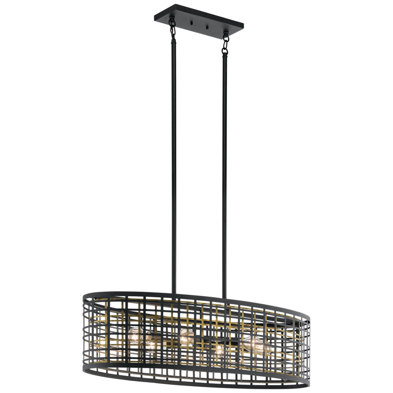 Aldergate 6-Light Black and Natural Brass Island Chandelier