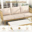 Table basse d'extérieur et table basse d'extérieur - 3 saisons, beige, acier thermolaqué pour le jardin, tissée à la main