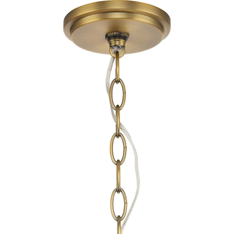 6 - Light Dimmable Wagon Wheel Chandelier, Vintage Brass