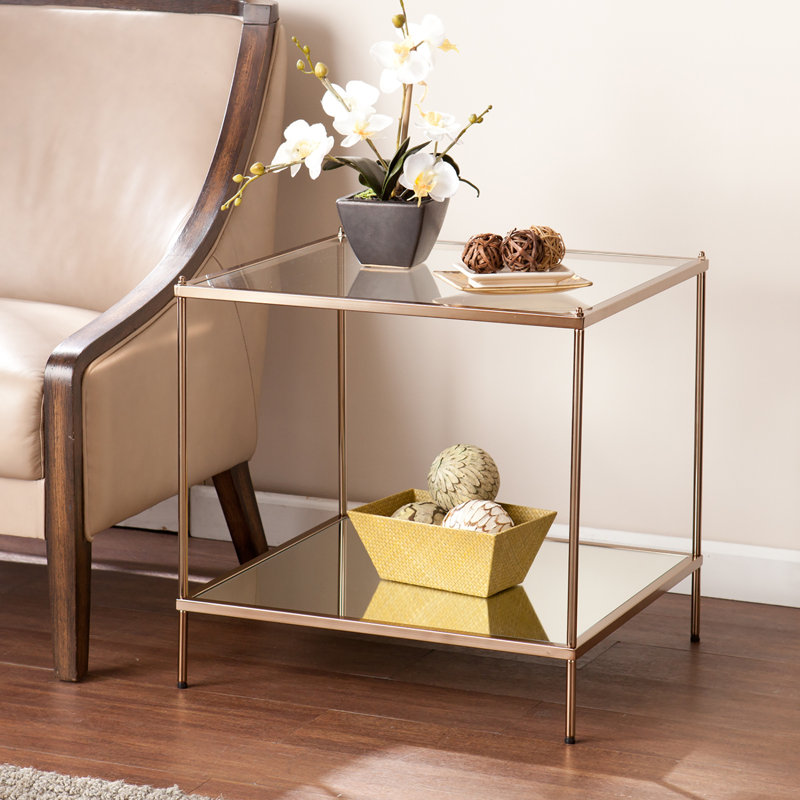 Gosport Glass Top End Table, Copper