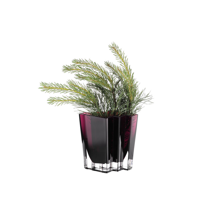 Verre - vase - couleur améthyste profonde - motif à chevrons - hauteur de 5,5 po - durable - fabriqué en Europe - par Barski