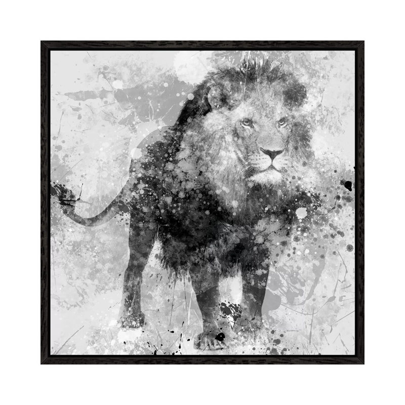 Lion by Carol Robinson - Print on Canvas, Black Framed Canvas, 45.72 cm H x 45.72 cm W