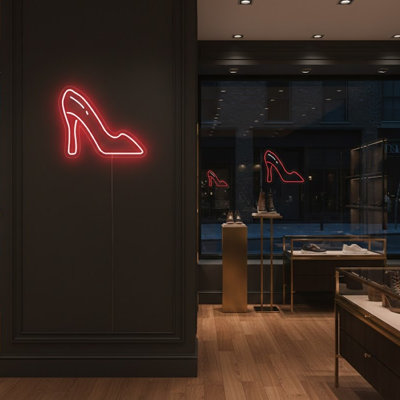  | Enseigne néon chaussure | Fabriqué avec des tubes néon rouge incassable de haute qualité pour un éclairage lumineux et uniforme et une durabilité à long terme pour améliorer tout espace | 17 po x 21 po | Rouge
