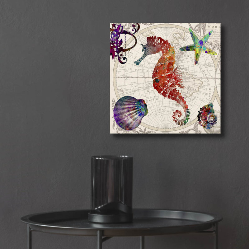 «Seahorse Map» par Mark Ashkenazi, art mural en verre acrylique, H 12 po x l 12 po x P 0,13 po