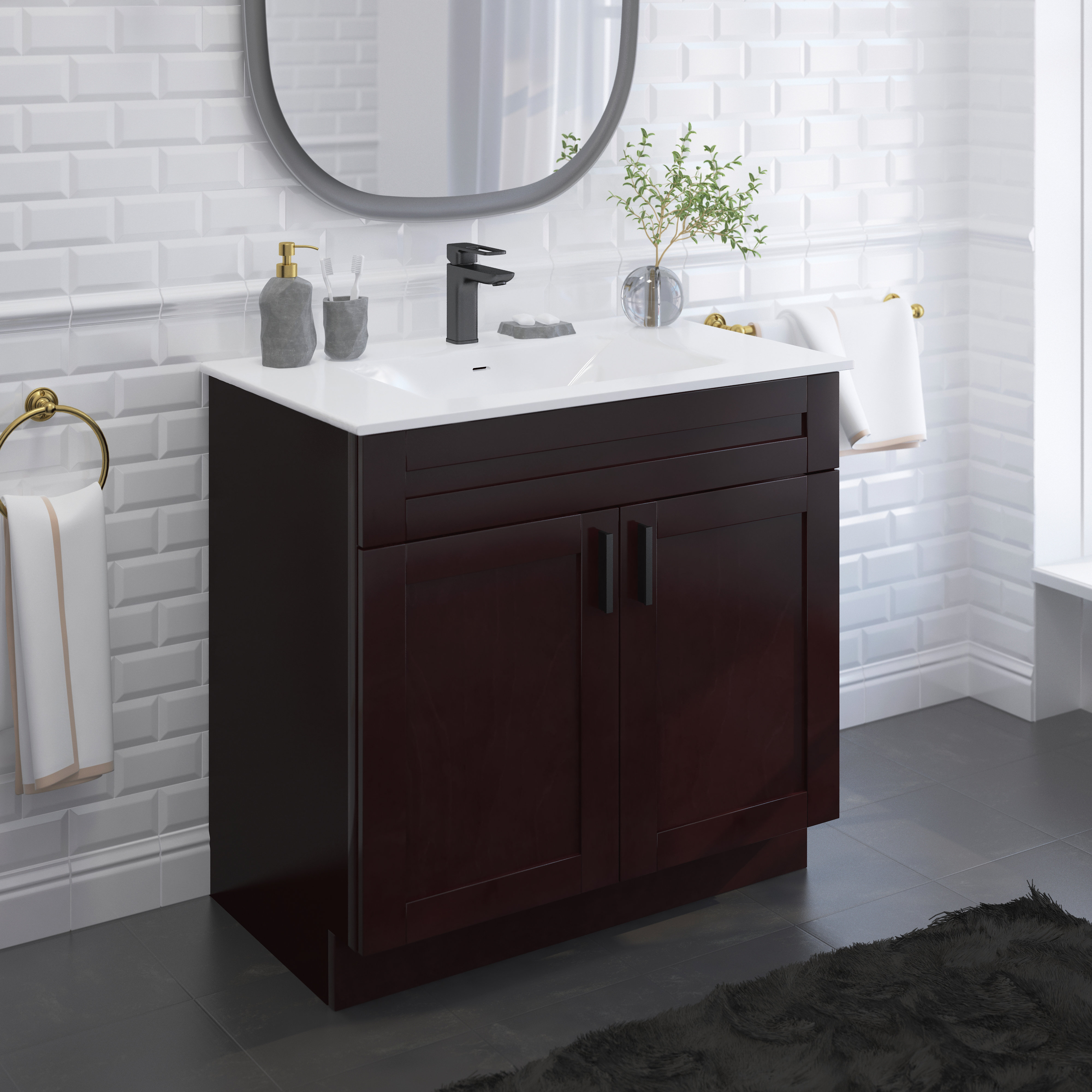 Vanity Atelier 36'' Single Bathroom Vanity Sink Base in Espresso Shaker