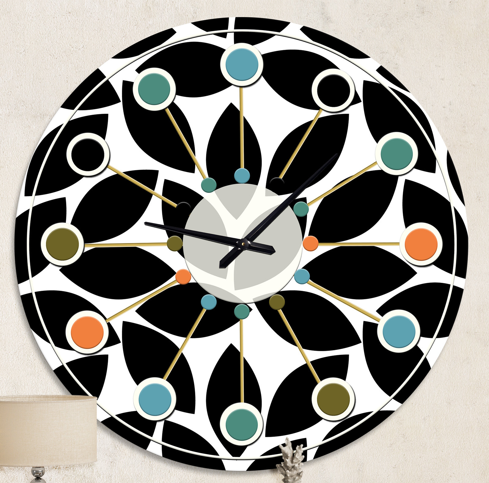 East Urban Home Monochrome Geometric Pattern XII - Mid-Century Modern ...