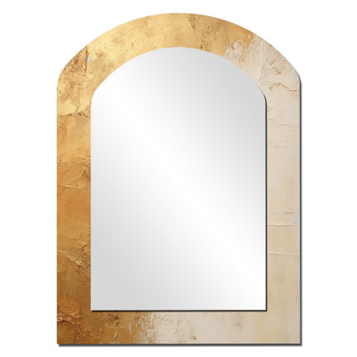 Penrock gold and white abstract split - Abstract Shapes Asymmetrical Mirror, Beige Unique Shape Unique Wall Mirror, Printed Metal Art