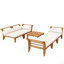 Ensemble de canapé de patio 6 pièces, ensemble de conversation modulaire d'extérieur en bois d'acacia, ensemble de conversation en forme de L, lit de jour convertible avec table à thé, repose-pieds, 5 coussins et coussins