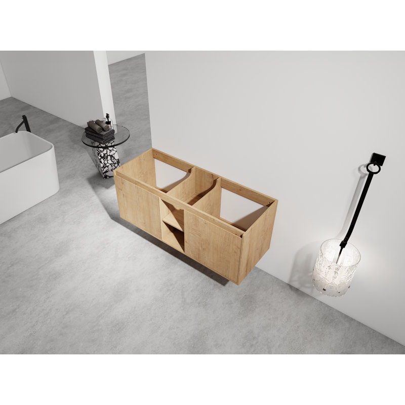 Meuble-lavabo mural de 48 po (47-1 / 16 po), charnière de porte à fermeture en douceur et support de rangement ouvert, ensemble KD, bvb07248imox (meuble-lavabo seulement, évier exclu)
