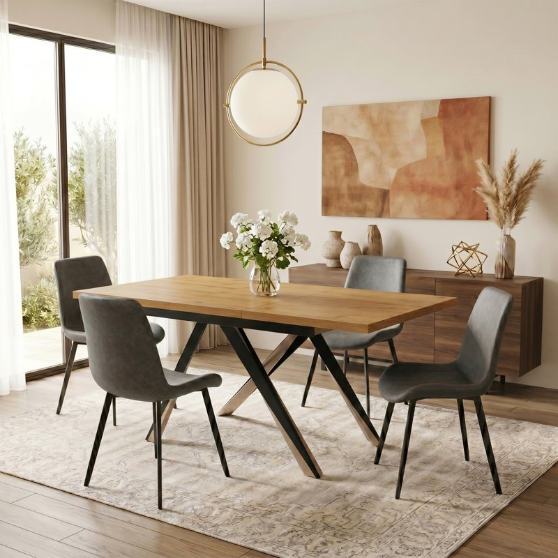 Ensemble de table et chaises de salle à manger Kettner Modern Kitchen, table extensible de 48 à 63 pouces avec chaises de salle à manger rembourrées