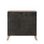 Table de chevet style transitionnel 1Pc Bords courbés Port USB français et anglais Tiroirs à queue d'aronde Poignées en acrylique finition chêne naturel