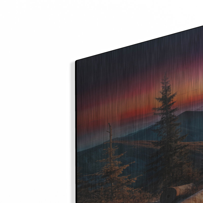  «Campfire In Mountains At Sunset» par Rey Klimt, art mural en métal