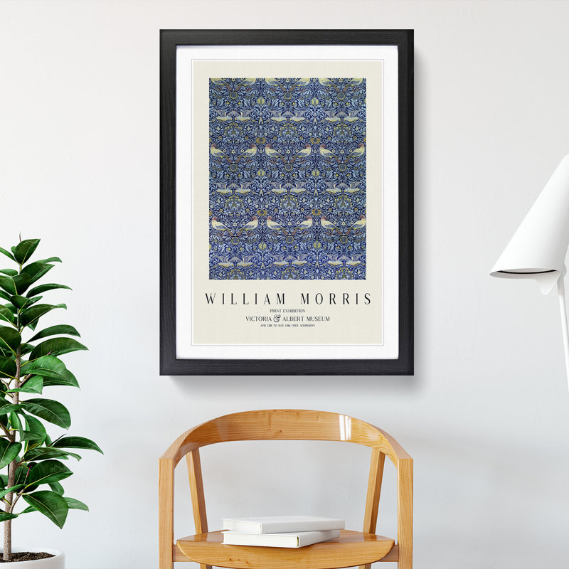 Birds Vol.1 by William Morris - Picture Frame Art Prints, 36cm H x 27cm W x 2cm D, Black