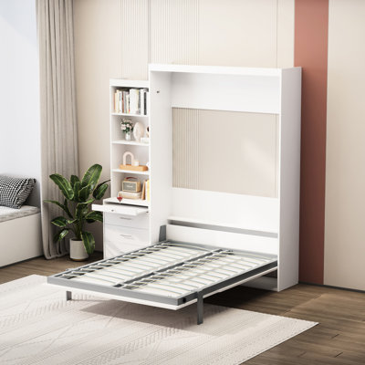 Lit double avec tablette - Idée de chambre à coucher peu encombrante pour une chambre moderne ou stable