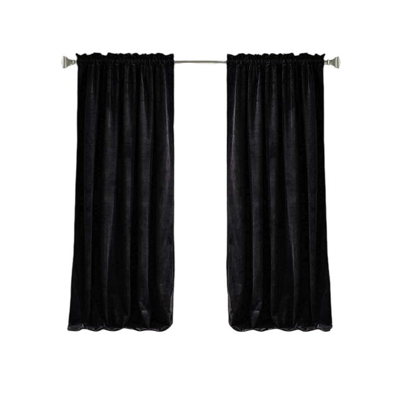 Black Velvet Grommet Blackout Indoor Window Panels 52" x 96"