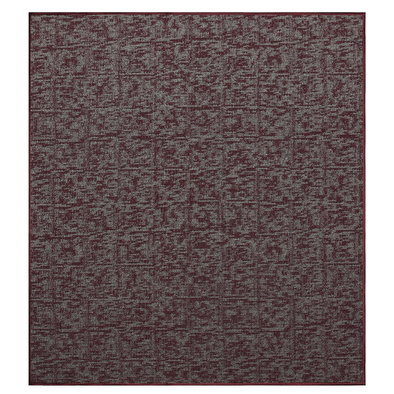 Tapis décoratif Elemental - imprimé géométrique vieilli bourgogne, Carré 6 pi