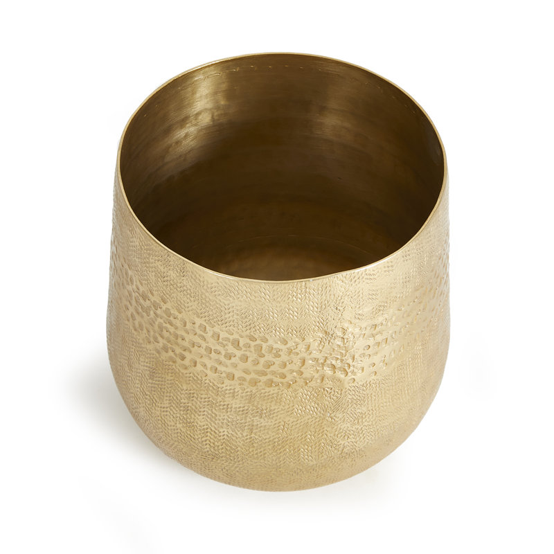 Emberlynn Metal Planter, Gold, 8" H x 8.25" W x 8.25" D