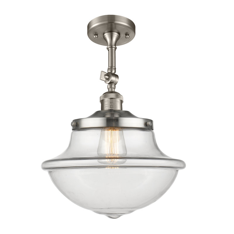 Plafonnier semi-encastré 1 lumière 12 po Baptiste, Ampoule non incluse, Transparent, Nickel satiné brossé