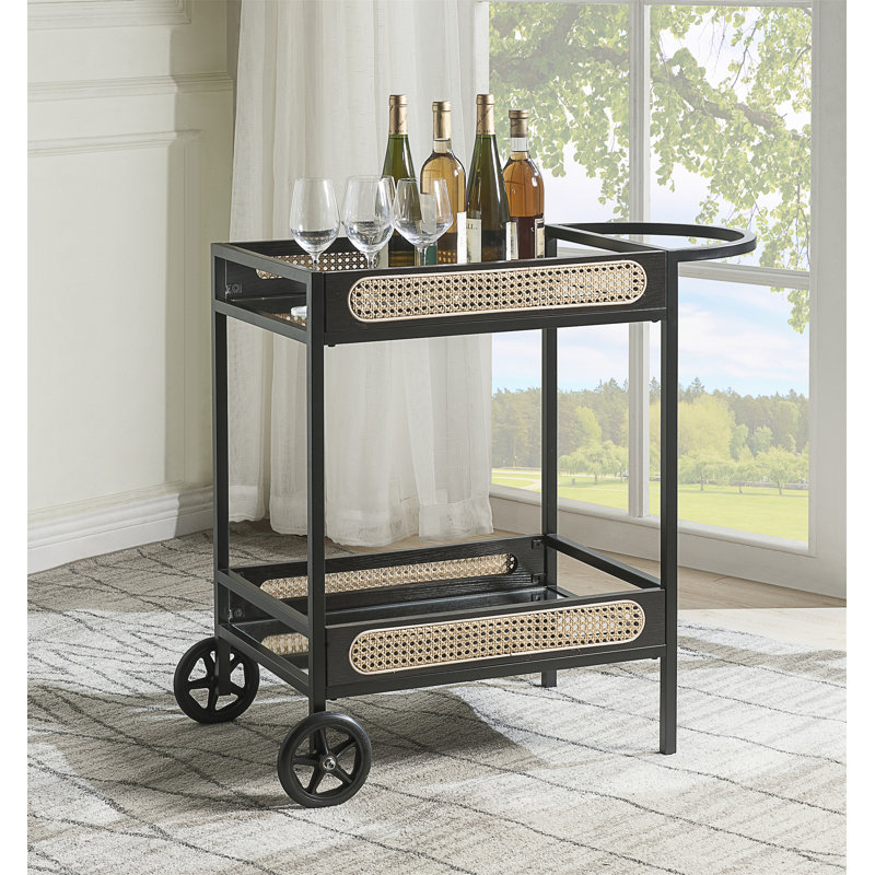 Bouziane Rectangular Bar Cart in Black