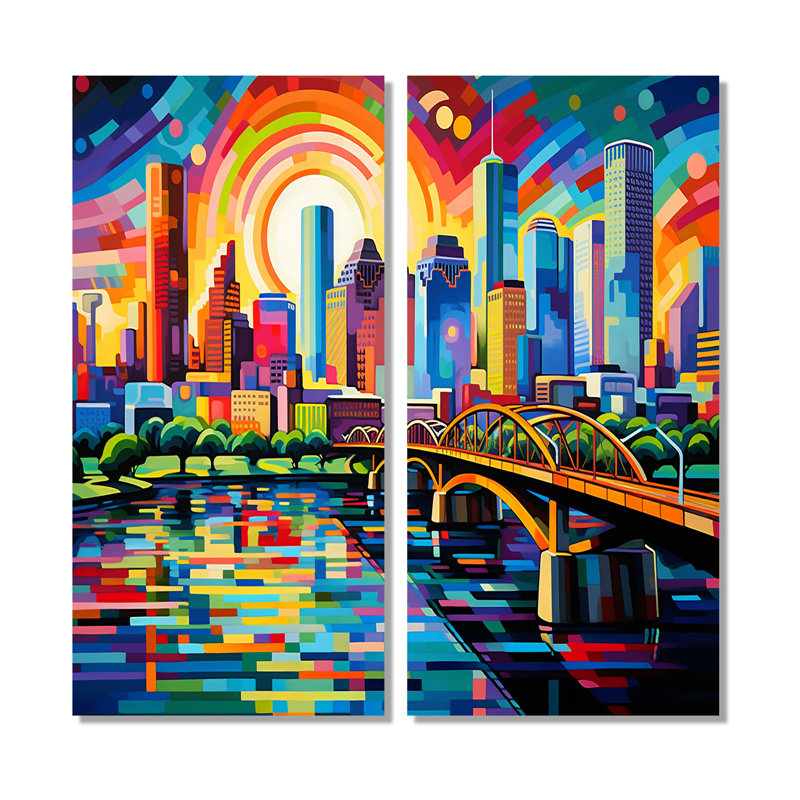 City Popart - ensemble d'art mural de Houston, 20" H x 24" W, Wrapped Canvas, Does Not Apply