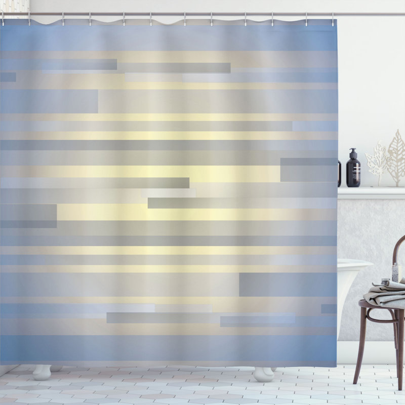 Enrique Striped Shower Curtain with Hooks Included, 69" W x 75" L