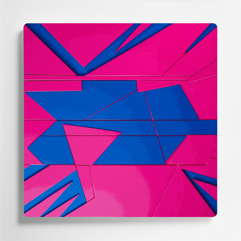 Art mural rigide en métal rose 81, H 16 po x l 16 po