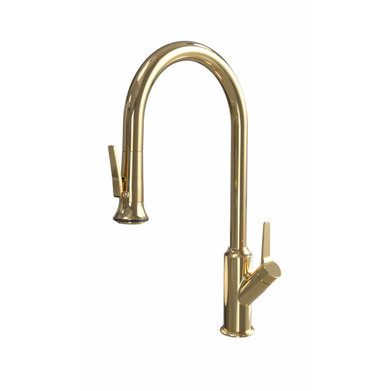 Pulldown Faucet, Lever Spray, Unlacquered Polished Brass