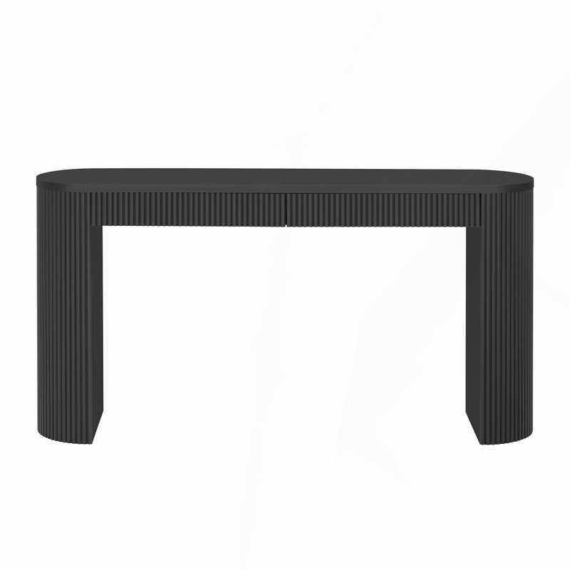 Console sophistiquée avec placage de pin et rayures verticales, idéale pour les vestibules modernes et les espaces de vie