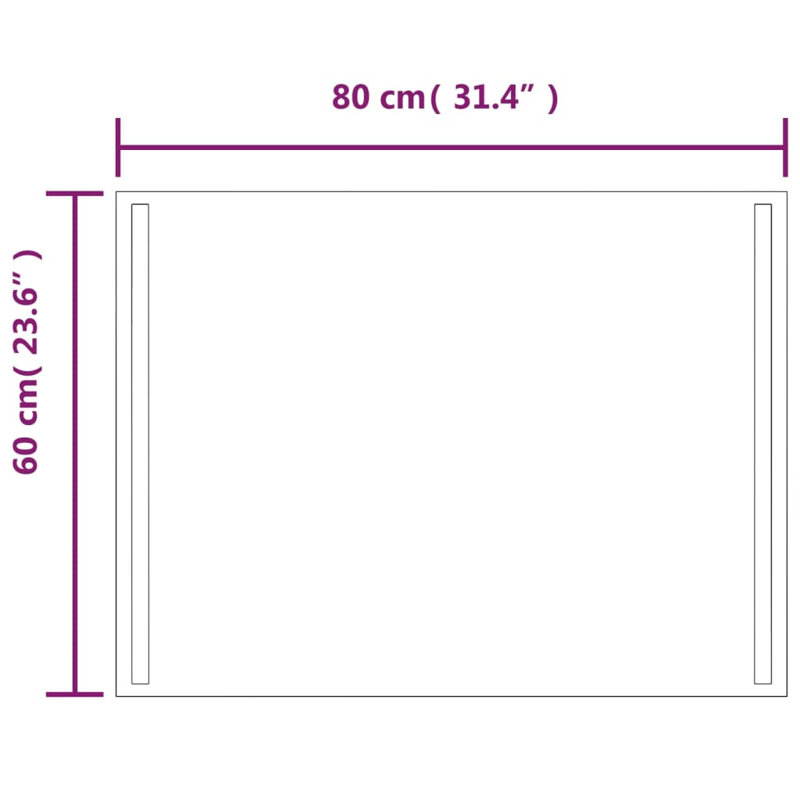 Kareny Flat Wall Mirror, 60 cm H x 80 cm W