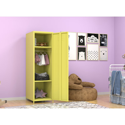 Armoire de rangement à une porte en acier jaune