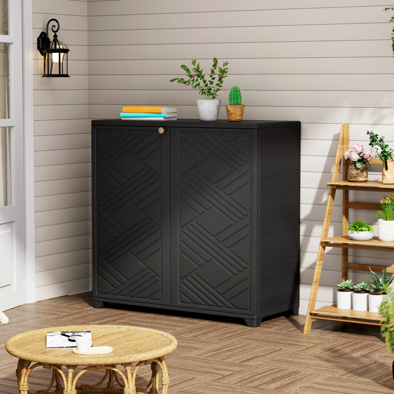  Armoire de rangement extérieure en forme de diamant 75 gallons Decksplore, Noir