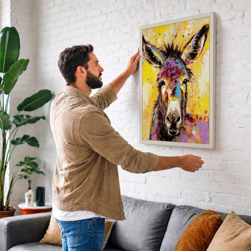 Colourful Llama Modern 1 Piece Wrapped Canvas Wall Art, 30x20 - 76.2 x 50.8 cm, White Border