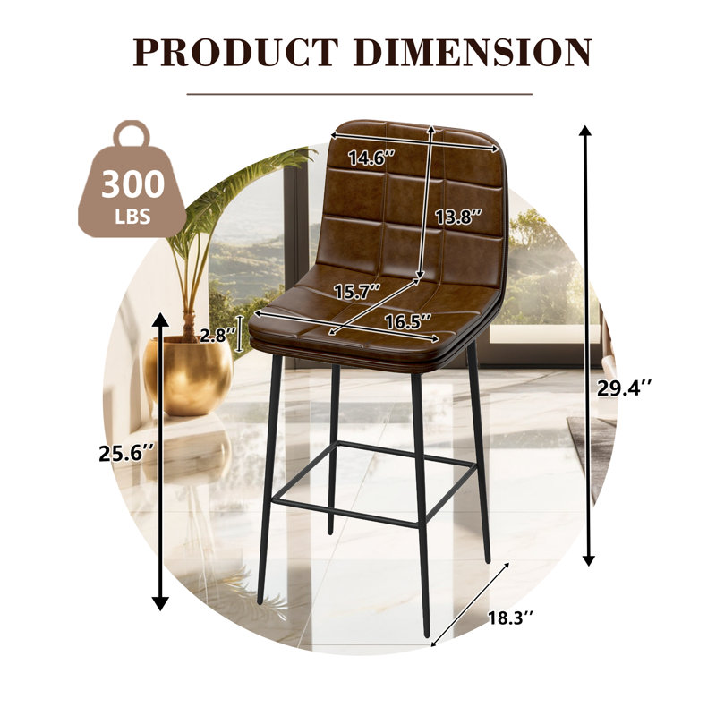 Modern Counter Height Bar Stools Counter Chairs Set of 4, Brown