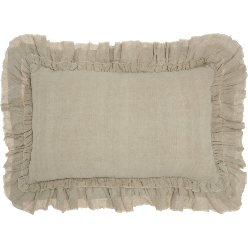Ruffled Reversible Throw Pillow, Natural