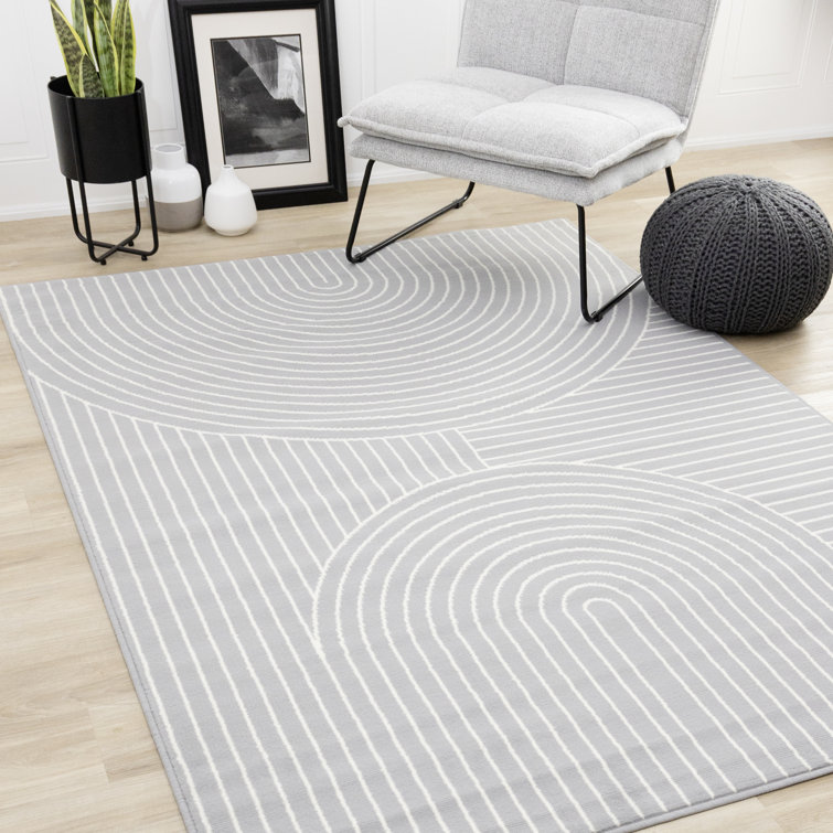 Tapis à rayures doubles gris et blanc Fresno