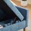 Banc de rangement 64 po en chenille bleu capitonné avec accoudoirs, dossier, 2 traversins et pieds en bois d'hévéa blanchi-2046904336-2046904340