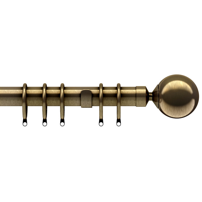 Single Curtain Pole, 6.5cm H x 125cm W x 10cm D, Antique Brass