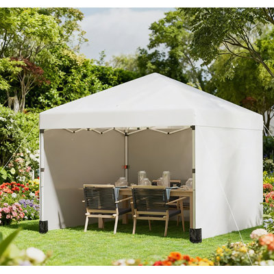Pavillon de jardin à hauteur ajustable pour abri de fête, tente escamotable avec 3 parois latérales, sacs de poids pour les jambes et sac de transport
