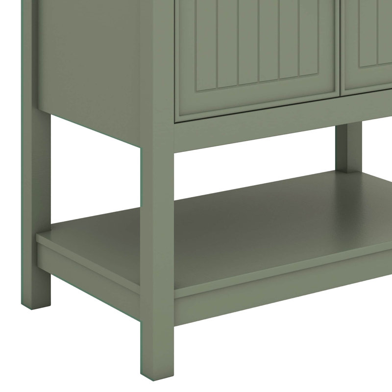 Meuble-lavabo de 30 pouces avec lavabo en céramique et rangement polyvalent, Vert