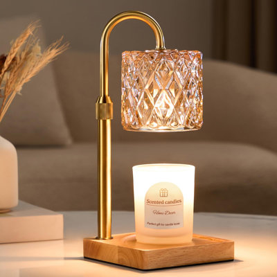 Candle Warmer Lamp With Timer -Dimmable Adjustable Height,House Warming Gifts New Home,Vintage Home Decor With Elegant Amber Glass,Birthday Gifts For Women, Mom, Friend And Sister