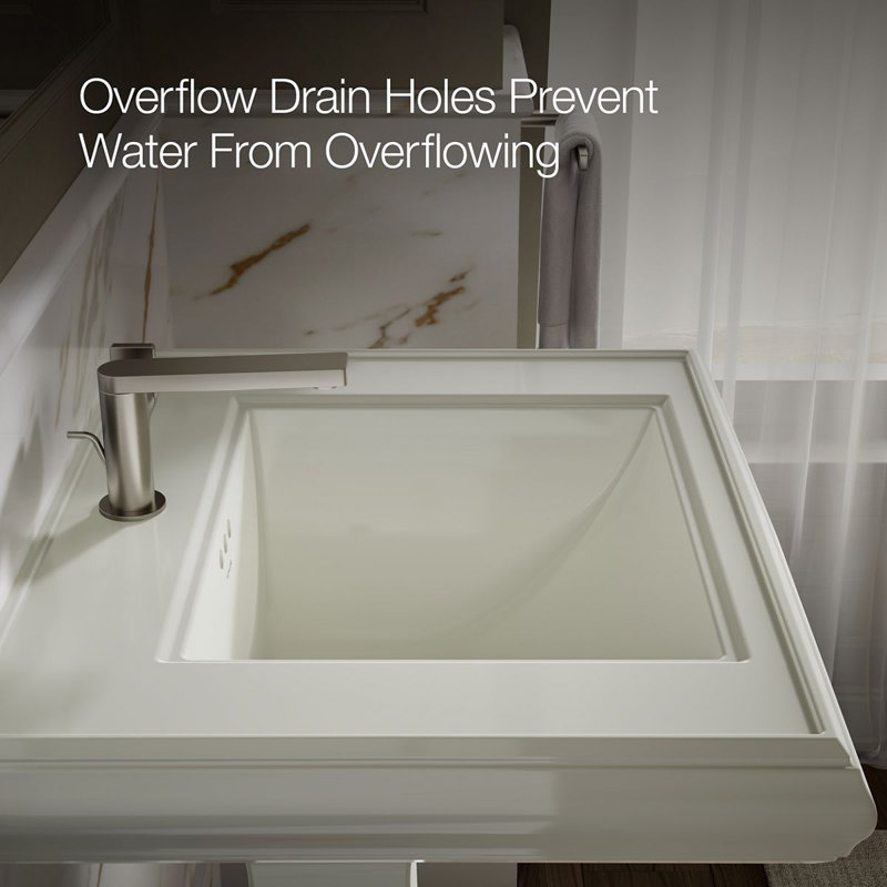 Memoirs Rectangular Pedestal Bathroom Sink with Overflow, Dune, Single Hole Faucet