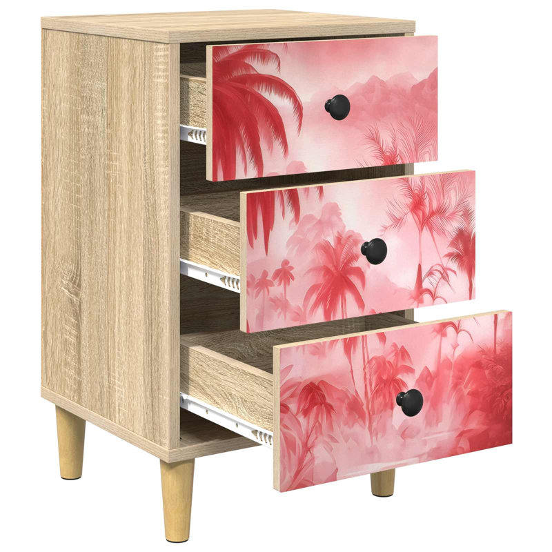 36cm W Engineered Wood Bedside Table