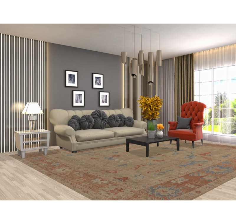 Vegetable Dye Oushak Turkish Area Rug 12