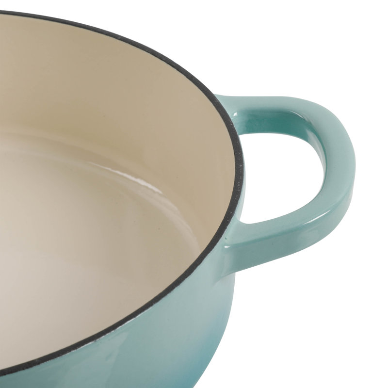 Mijoteuse 5 pte Braisière ronde en fonte avec couvercle, Turquoise / bleu