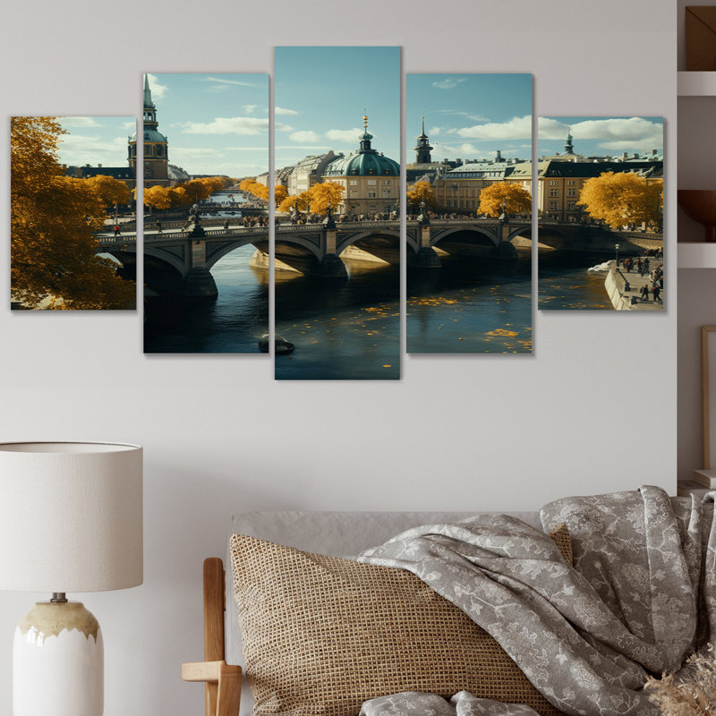 Ensemble de salon d'art mural en métal Copenhagen City Canal II - Cityscapes