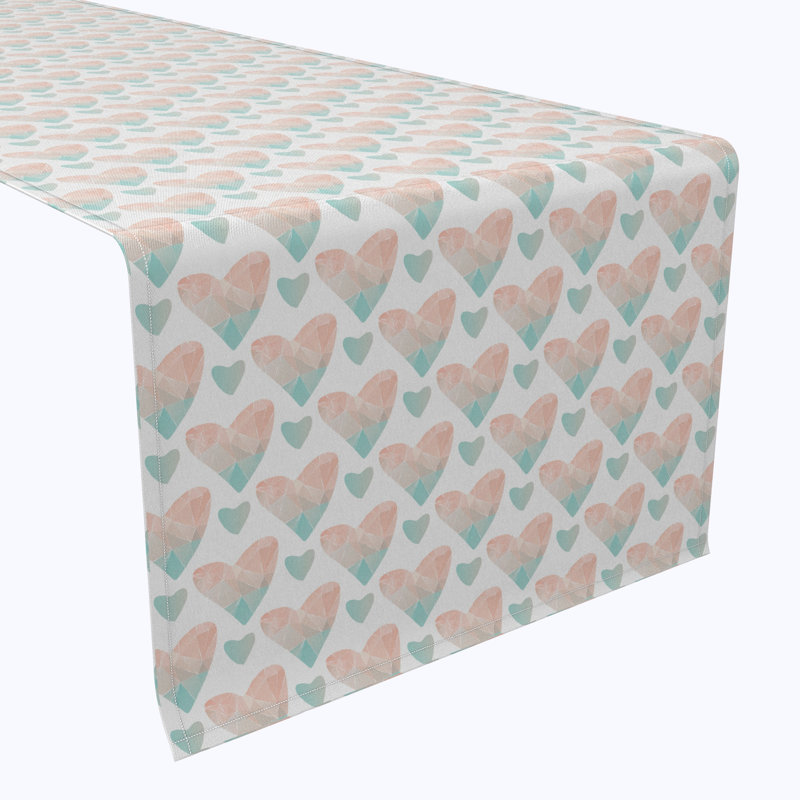 Rectangular Geometric Cotton Twill Table Runner, 16'' D x 108'' L
