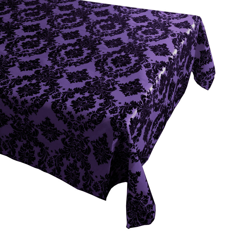 Damask Tablecloth, Black/Purple, 102" x 58"