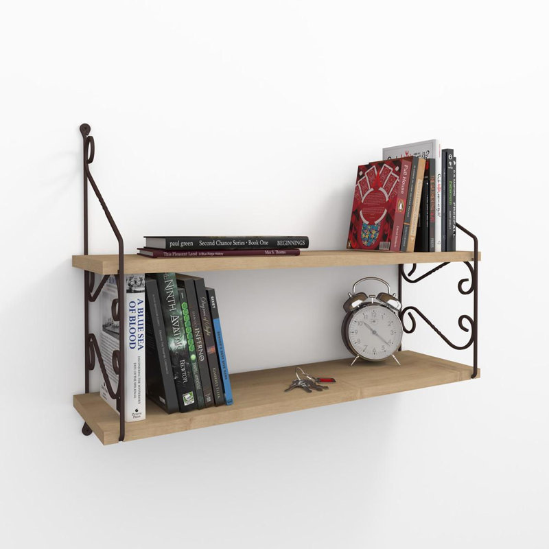 Laplante 2 Piece Accent Shelf with Adjustable Shelves, Oak